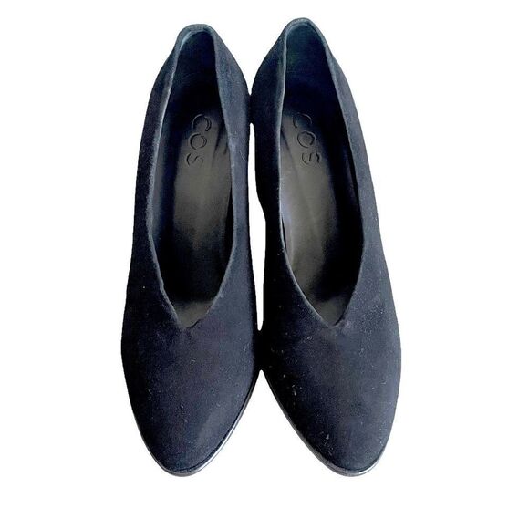 Cos Black Suede Pointy Toe Block Heel Pumps 39 - Picture 13 of 16